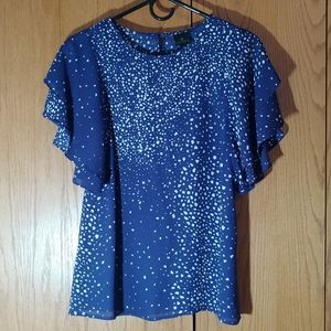 Worthington Blue Blouse with Fluttery Sleeves